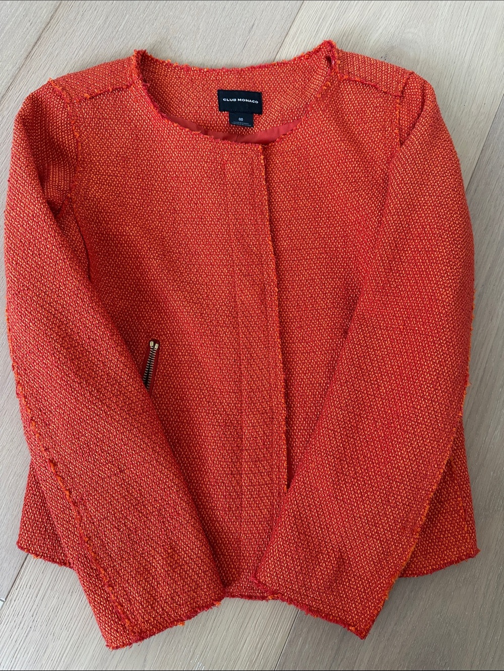 Club Monaco Orange Textured Open-Front Blazer Size 00
